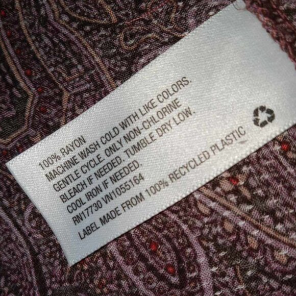 A New Day Burgundy Wine Paisley Long Sleeve Tiered Midi Dress XXL NWOT - Picture 5 of 5